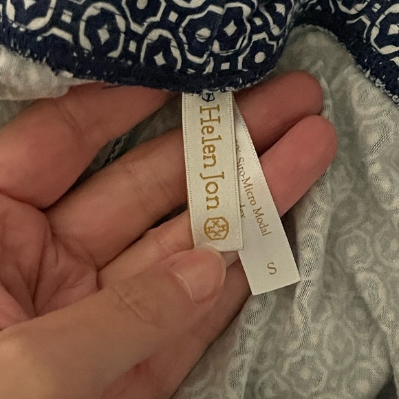 HELEN JON Navy and White Wide Leg Pants Fold Over Beach Pant Strech Small - Picture 7 of 10